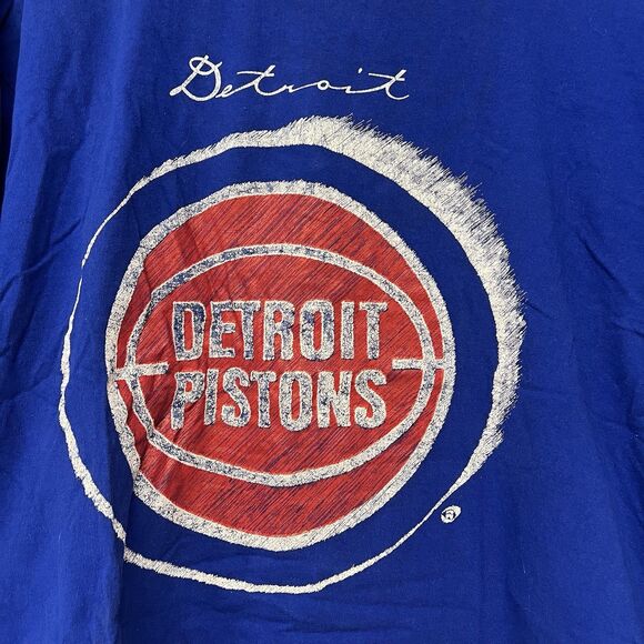 Detroit Pistons Vintage Blue Logo XL Single Stitch T Shirt - Picture 2 of 7